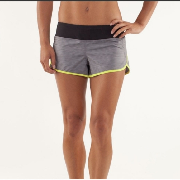 Lululemon Run: Speed Short Size 2 Gray Black And Yellow Color W7278S - Picture 2 of 13